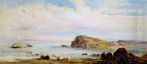 Costa Rocosa Con Pescadores Oil Painting by Ramon Marti Alsina