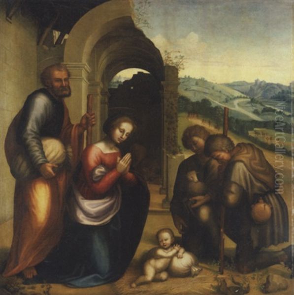 L'adoration Des Bergers Oil Painting by Agostino di Francesco Marti