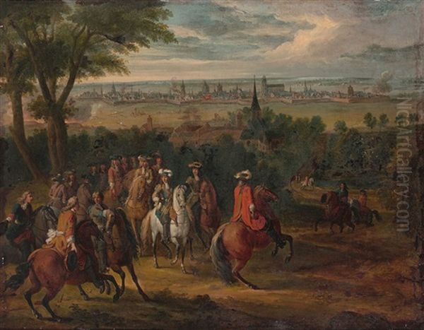 L'armee De Louis Xiv Au Prieure De Fives Devant Lille Oil Painting by Jean-Baptiste Martin the Elder