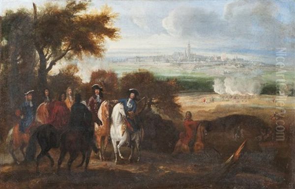 Louis Xiv Devant Le Siege De Mons Oil Painting by Jean-Baptiste Martin the Elder