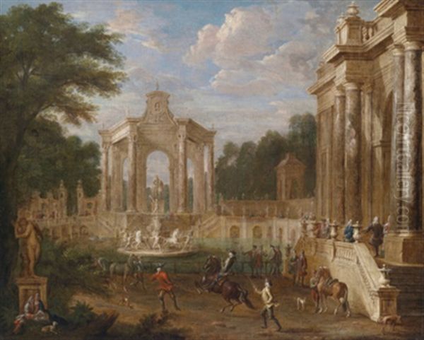 Blick In Die Arbeit Einer Furstlichen Reitschule by Jean-Baptiste Martin the Elder