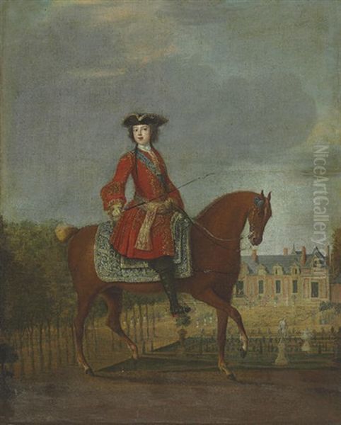 An Equestrian Portrait Oil Painting by Jean-Baptiste Martin the Elder