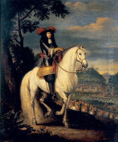 Portrait De Louis Xiv A Cheval Oil Painting by Jean-Baptiste Martin the Elder