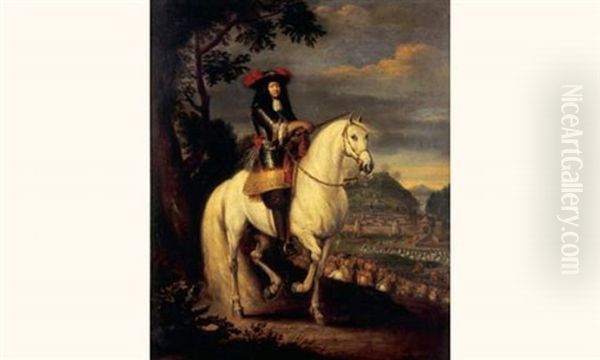 Portrait De Louis Xiv A Cheval Oil Painting by Jean-Baptiste Martin the Elder