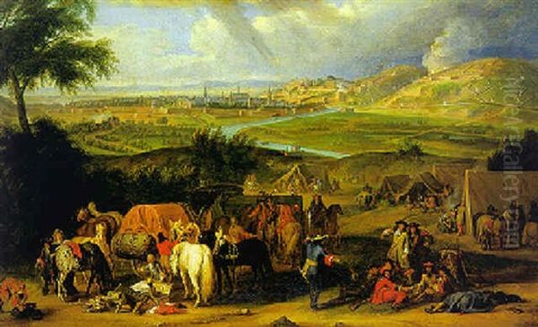 L'armee De Louis Xiv Devant Le Siege De Liege Oil Painting by Jean-Baptiste Martin the Elder