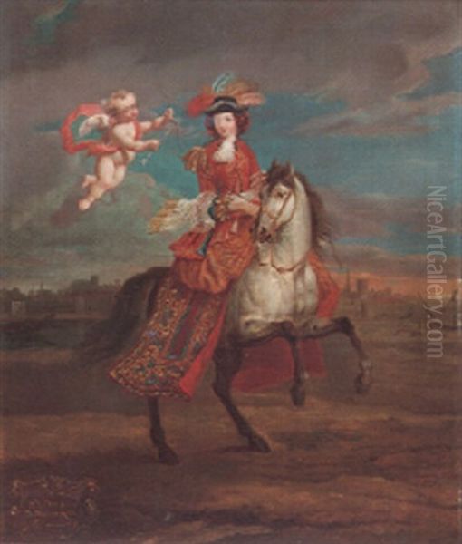 The Duchess Of Portsmouth On Horseback Oil Painting by Jean-Baptiste Martin the Elder