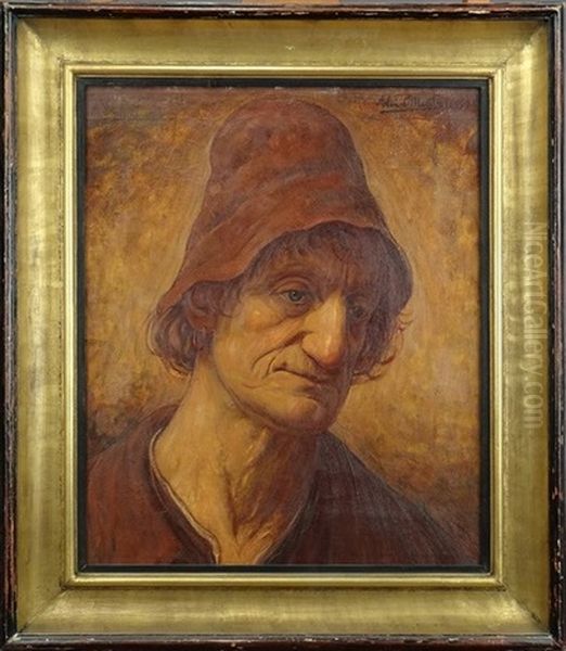 Tete D'homme Au Bonnet Oil Painting by Alexandre Louis Martin