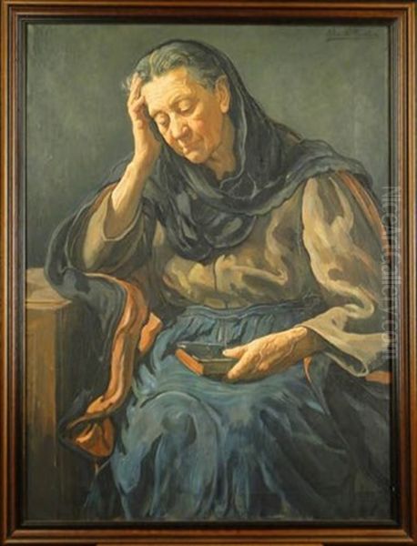 Vieille Dame Assise Oil Painting by Alexandre Louis Martin