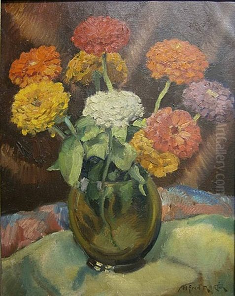 Les Zinnias Oil Painting by Alfred Martin