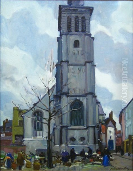 La Place Du Marche A Namur Oil Painting by Alfred Martin