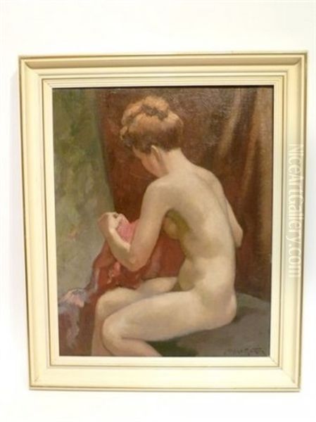 Femme Nue Assise De Profil Oil Painting by Alfred Martin