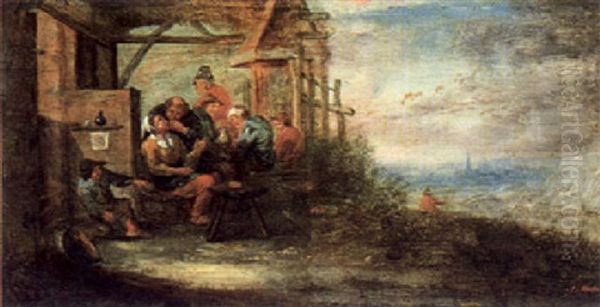 Frohliche Gesellschaft Von Bauern In Der Pergola Einer Dorfschenke Oil Painting by Andreas Martin