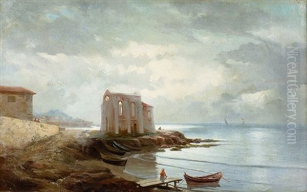 Kapellenruine Am Meer Oil Painting by August Martin