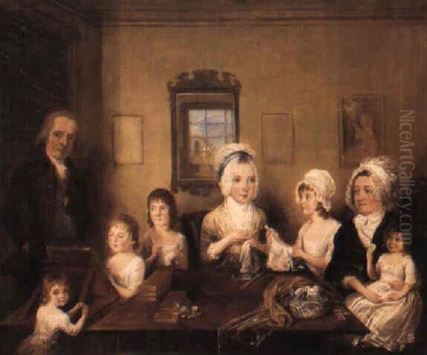 Portratt Av Familjen Latrobe Of Fulneck Oil Painting by Elias Martin