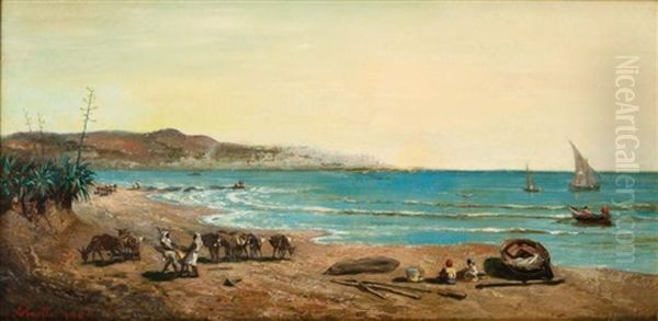 La Baie D'alger Vue Du Jardin D'essai Oil Painting by Etienne Philippe Martin