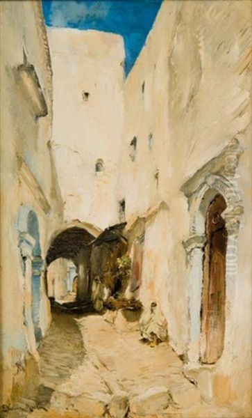 Rue De Mogador, Maroc Oil Painting by Etienne Philippe Martin