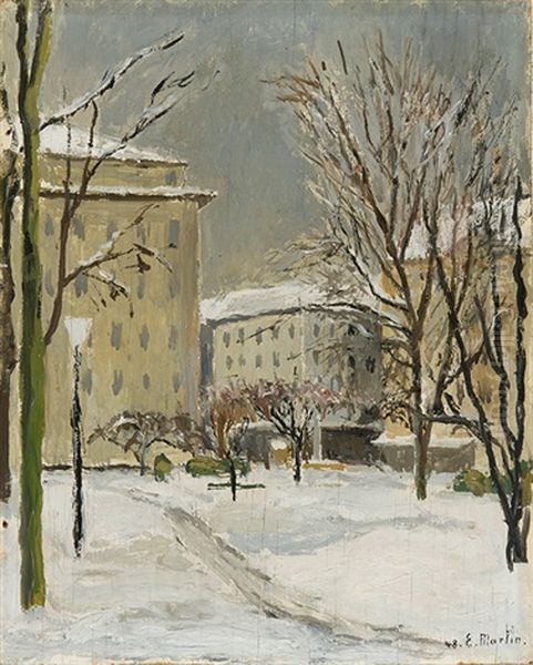 Stadtlandschaft Im Winter Oil Painting by Eugene Louis Martin