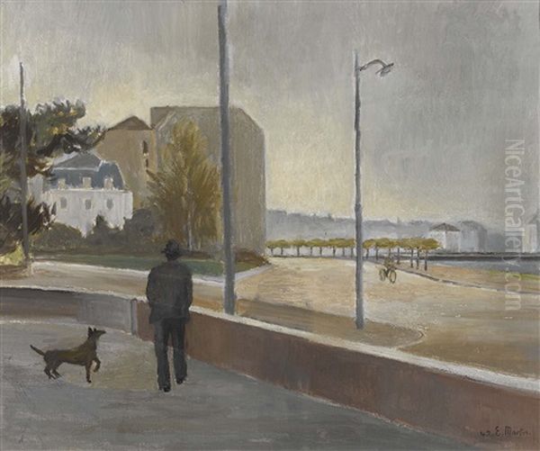 Spazierganger Mit Hund In Genf Oil Painting by Eugene Louis Martin