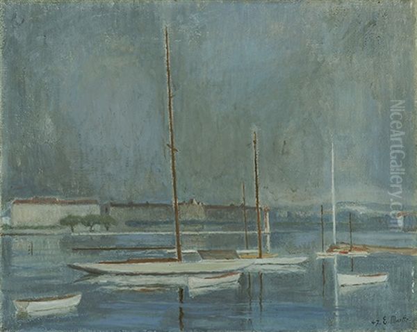 Les Bateaux Blancs Oil Painting by Eugene Louis Martin