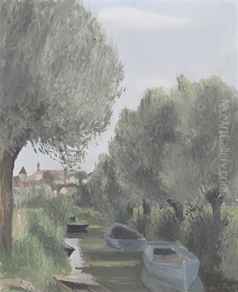 Estavayer-le-lac Oil Painting by Eugene Louis Martin