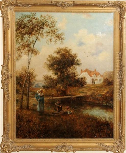 English Country Scene Oil Painting by Henry Martin