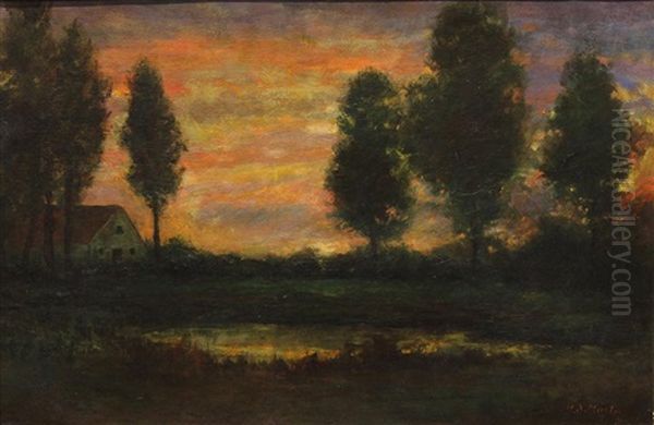 Sunset Through The Trees Oil Painting by Homer Dodge Martin