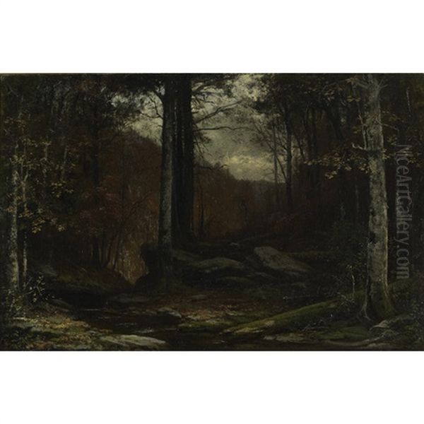 An Adirondack Forest Glade Oil Painting by Homer Dodge Martin