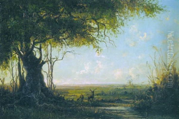 Southern Landscape With Live Oak And Palms Oil Painting by Homer Dodge Martin