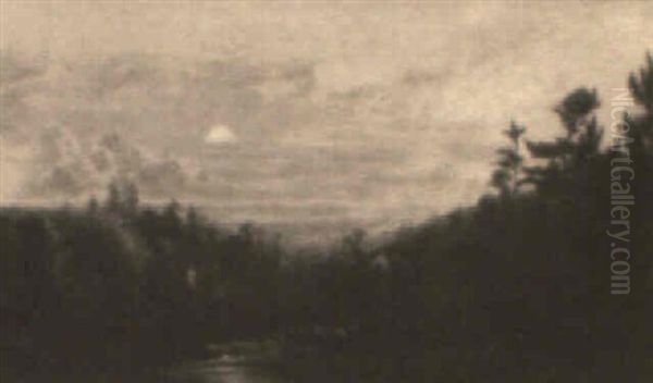 The Moon At Sunset Oil Painting by Homer Dodge Martin