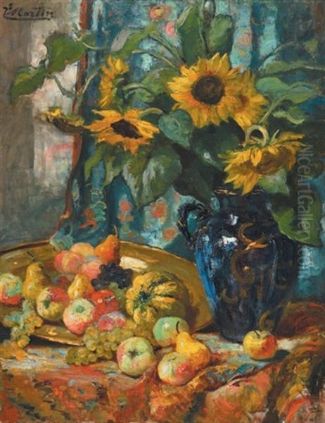 Nature Morte Au Bouquet De Tournesols Oil Painting by Jacques Martin