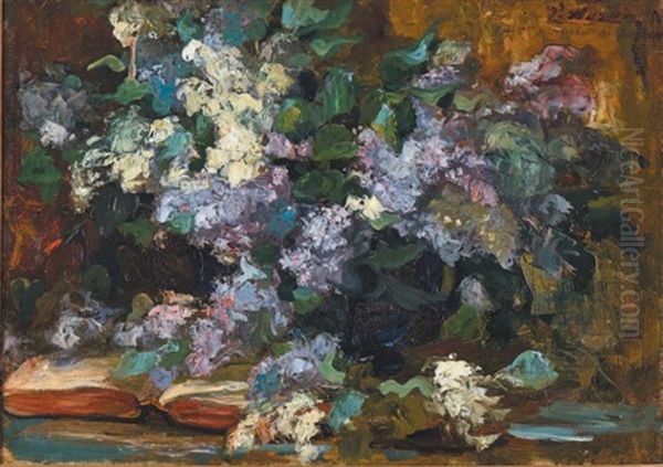 Lilas Et Livre Oil Painting by Jacques Martin