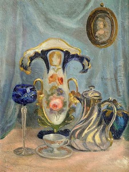 Nature Morte Au Vase En Porcelaine Oil Painting by Jacques Martin