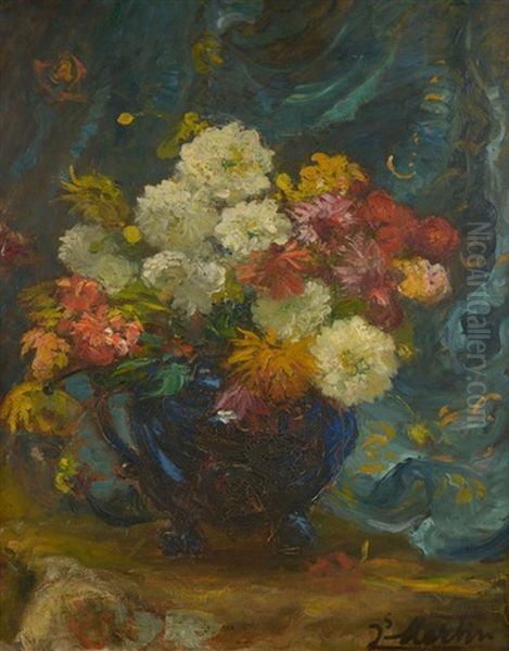 Bouquet De Dahlias Oil Painting by Jacques Martin