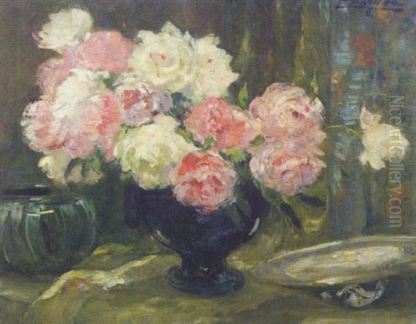 Bouquet De Pivoines Oil Painting by Jacques Martin