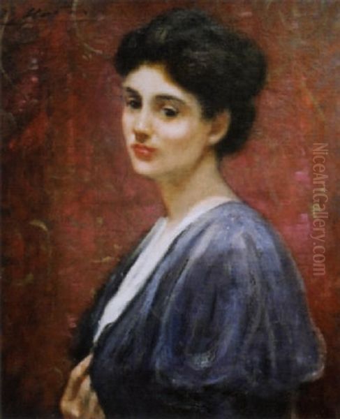 Portrait De Jeune Femme Oil Painting by Jacques Martin