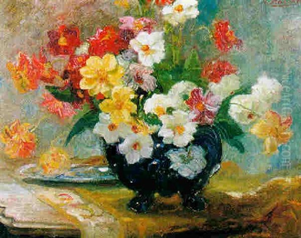 Bouquet De Fleurs Oil Painting by Jacques Martin