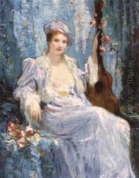 Femme A La Guitare Oil Painting by Jacques Martin