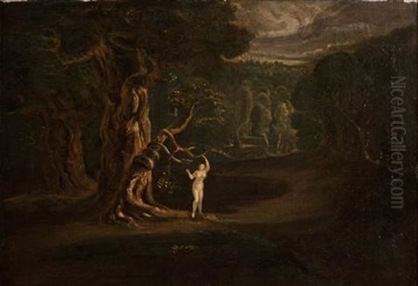 Satan Tempting Eve (+ 3 Others; 4 Illus. From Paradise Lost) Oil Painting by John Martin