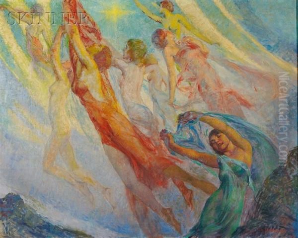 Dancing Nymphs Oil Painting by Louis Frederick Berneker