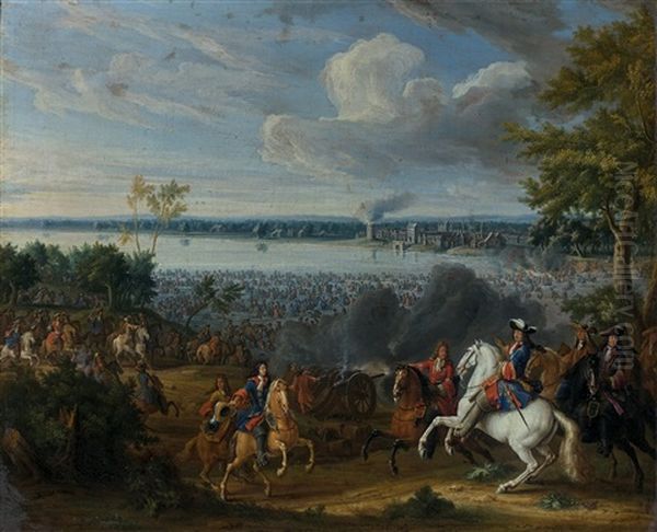 Le Passage Du Rhin, Le 12 Juin 1672 Oil Painting by Pierre Denis Martin