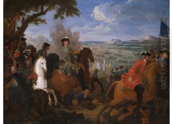 Peter Der Grosse Zu Pferd In Der Siegreichen Schlacht Bei Poltava Oil Painting by Pierre Denis Martin