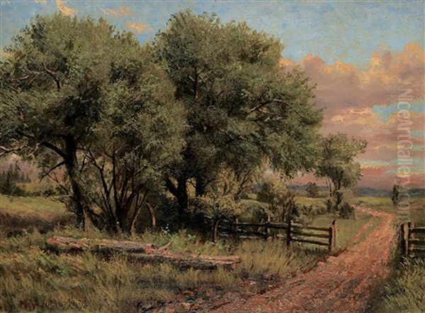 Untitled - Pastoral Pathway Oil Painting by Thomas Mower Martin