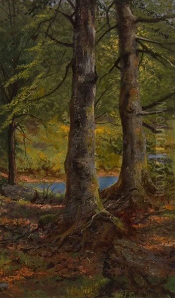 Forest Oil Painting by Thomas Mower Martin