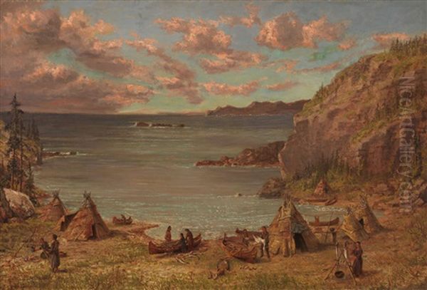 Indian Encampment Oil Painting by Thomas Mower Martin