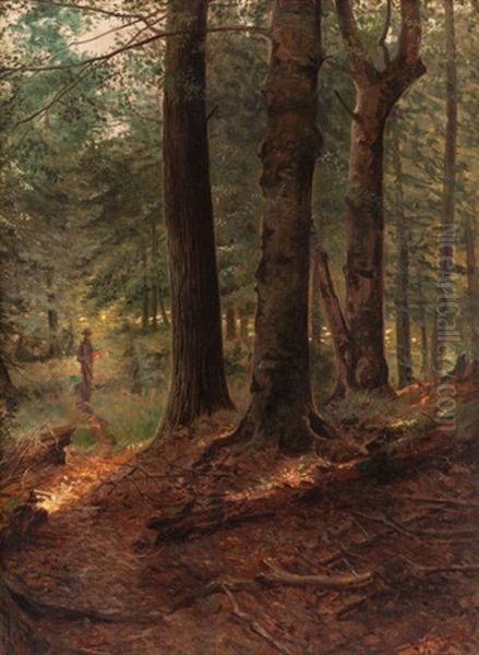 Figure In A Forest Clearing Oil Painting by Thomas Mower Martin