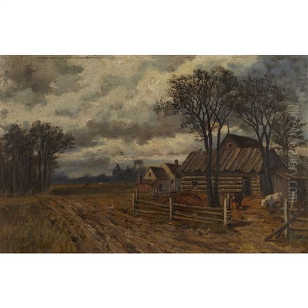 Farm Landscape Oil Painting by Thomas Mower Martin