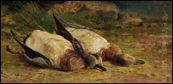 A Brace Of Mallard Oil Painting by Thomas Mower Martin