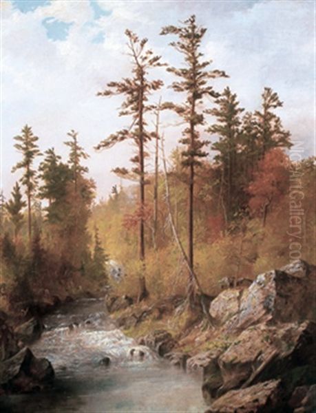 Rocky Stream At The Forest's Edge Oil Painting by Thomas Mower Martin