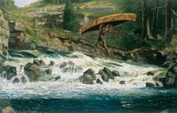 On The Portage, Northern Ontario Oil Painting by Thomas Mower Martin