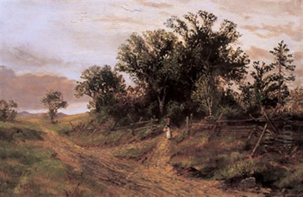 Woman On A Country Road by Thomas Mower Martin